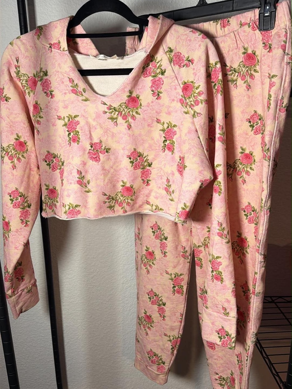 NWOT LoveShackFancy Pink Rose-Print Two-Piece Set